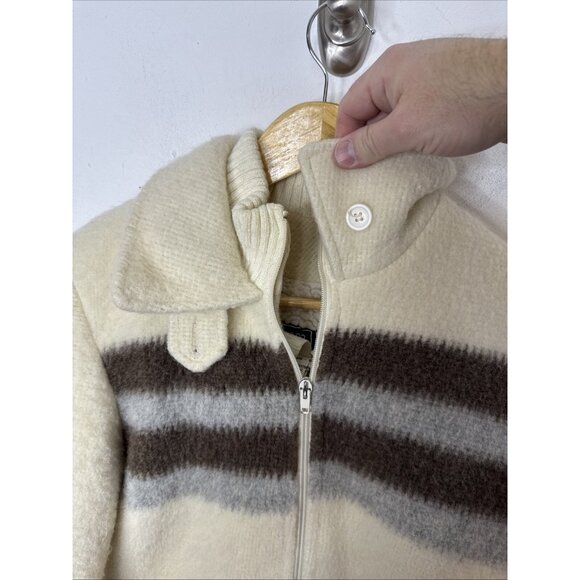 Vintage Myrna 70s Woman L Hippie Boho Jacket Sherpa Lined Nordic - Picture 3 of 9